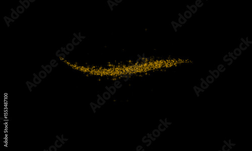 Curved Glitter Flow – Golden Particles with Starburst Highlights

