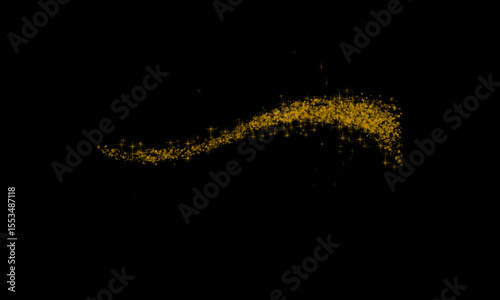Curved Golden Sparkle Trail on Black Background – High Resolution

