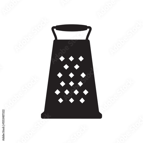 Flat Design Kitchen Grater Silhouette Icon - Cooking Utensil for Food Prep