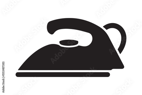 Modern Clothes Iron Appliance Silhouette Icon - Laundry Household Tool Design