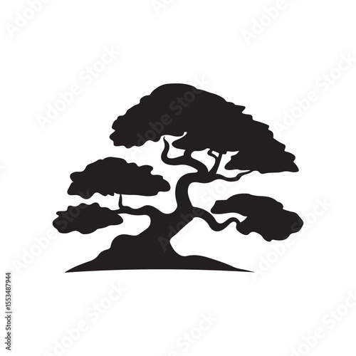 Traditional Japanese Bonsai Tree Silhouette for Nature Designs