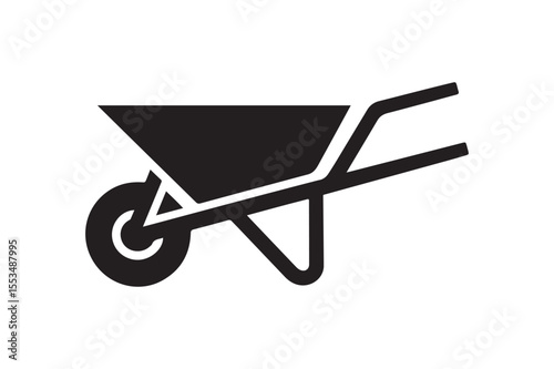 Essential Black Wheelbarrow Silhouette for Gardening and Construction
