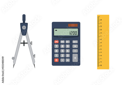 Compass calculator showing 1200 and ruler are centered on a white background