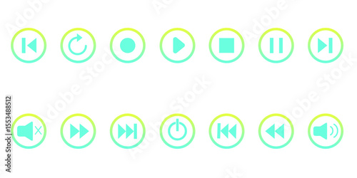 メディアプレーヤー_ボタンセット_グラデーション