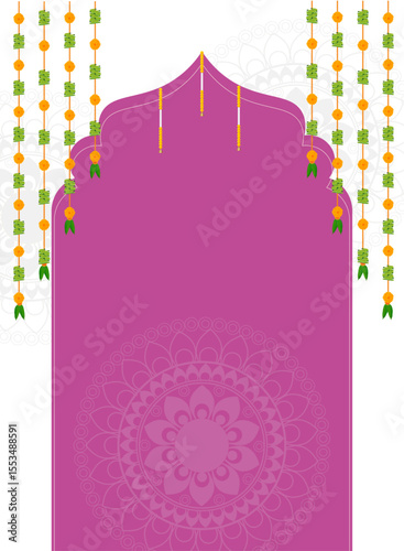 Traditional Indian Wedding Invitation Template with Mandala Art