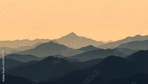 Minimal mountain silhouette at sunset