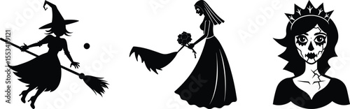 vector illustration of a girl with long hair Halloween