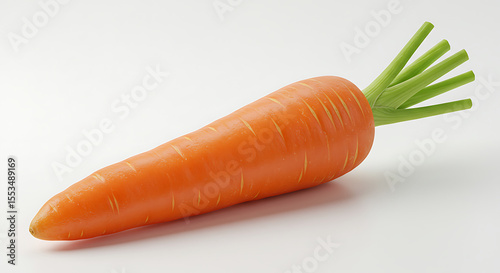 Carrot with Green Top Set on White