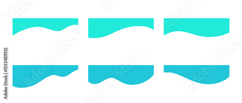 Separator, separation of a web page, banner, place for the title, text. Abstract wavy shapes, vector. A set of modern blank background elements for design, decoration, business card, poster, flat 