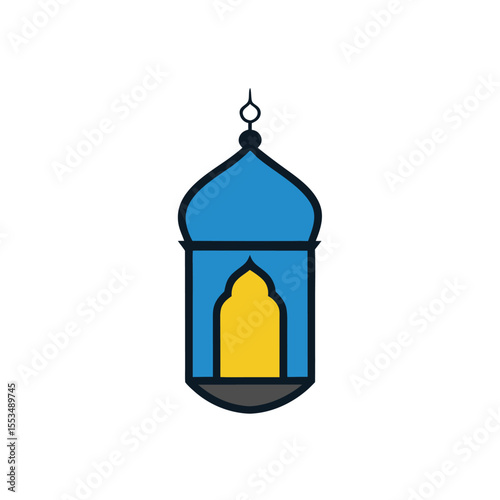 a mosque inside a lantern shape  glowing central s