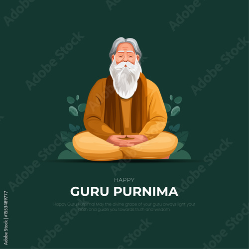 Happy Guru Purnima Post and Greeting Card. Happy Guru Purnima Creative and Text. Vector Illustration 2