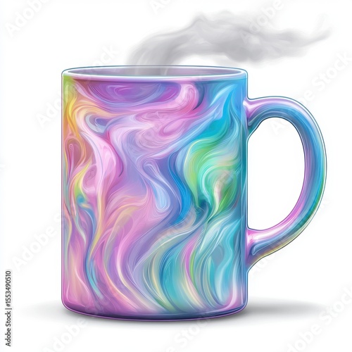 Steaming Pastel Swirl Mug on White Background