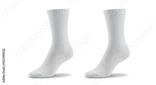 Pair of White Crew Socks Comfortable, Breathable Cotton Socks for Everyday Wear