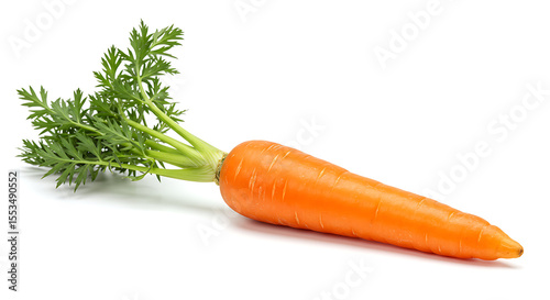 Carrot with Green Top Set on White