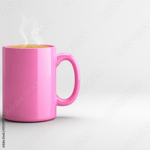 Steaming Pink Mug on White Background