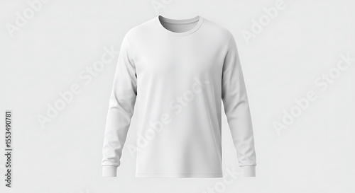 Blank White Long Sleeve T-Shirt Mockup for Apparel Design
