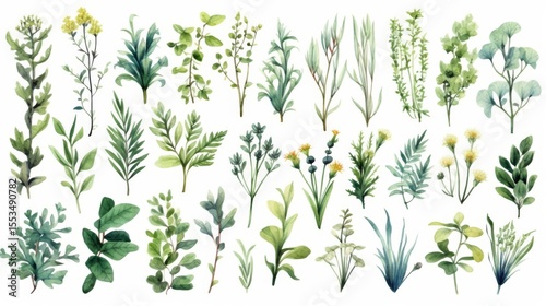 Wallpaper Mural Watercolor pictures of plants. Includes green leaves, herbs, and branches. Great for invites, cards, blogs, posters, and other pretty designs.
 Torontodigital.ca
