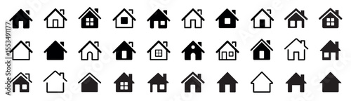 Home icon set. Web home icon for apps and websites, House icon, Home sign. Main page icon. Vector illustration