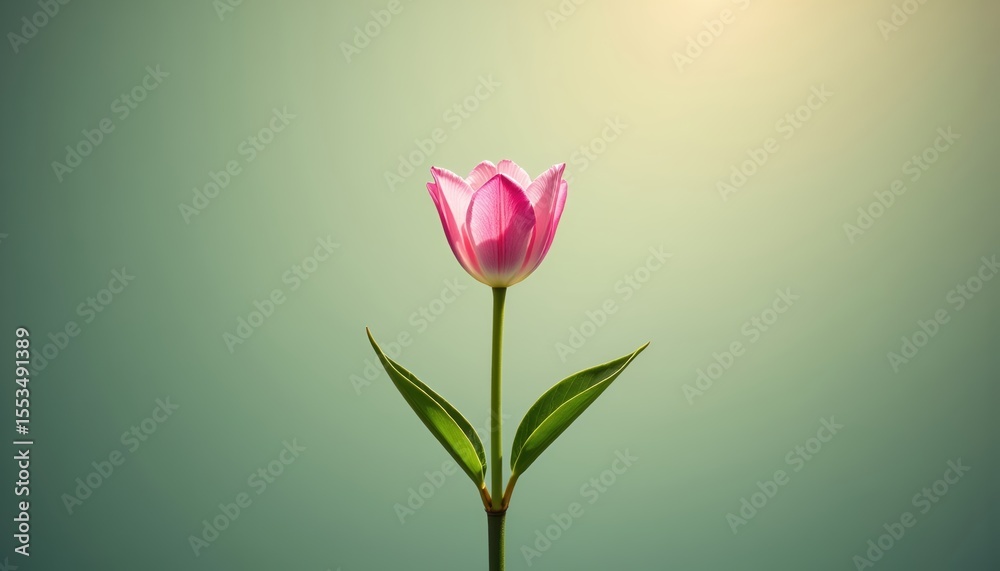 Obraz premium Delicate Pink Flower Standing Gracefully Against Light Background