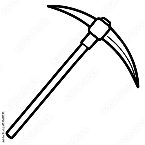 Pickaxe Icon in Line Art Style