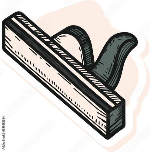 Hand Drawn Wood Smoothing Plane Illustration for Carpentry and Woodworking Projects
