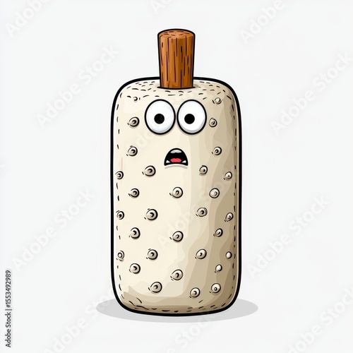 Surprised Beige Fruit Character Pixel Art Illustration