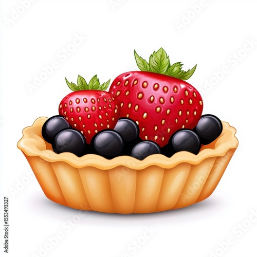 Sweet Berry Tart with Strawberries and Blueberries