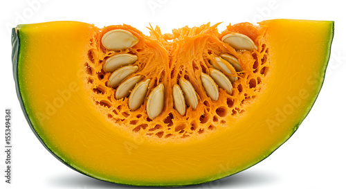 Pumpkin Slice Showing Orange Flesh and Skin