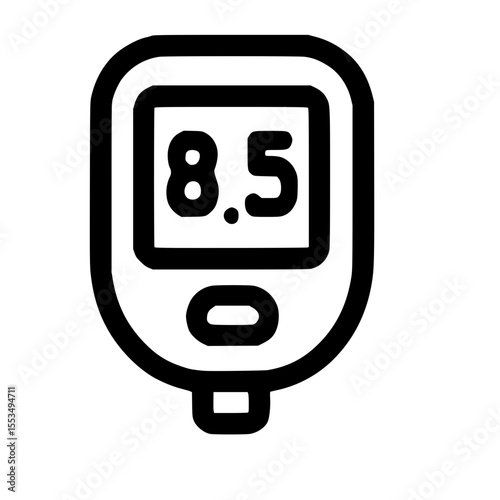 Outline Simple Glucose Meter Device for Diabetes Monitoring Icon