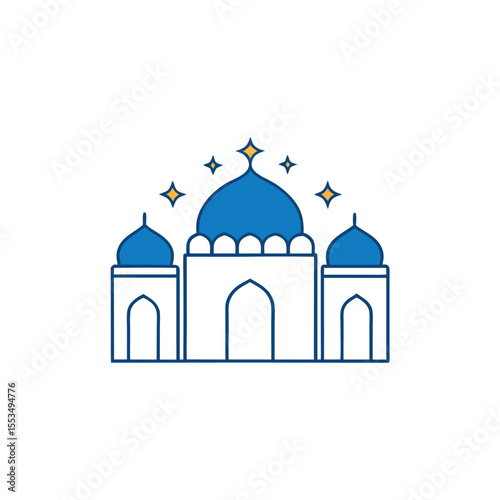 a symmetrical mirroring mosque made from simple sh