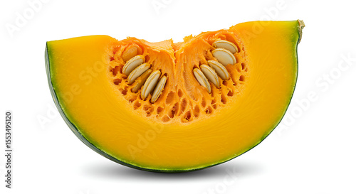 Pumpkin Slice Showing Orange Flesh and Skin