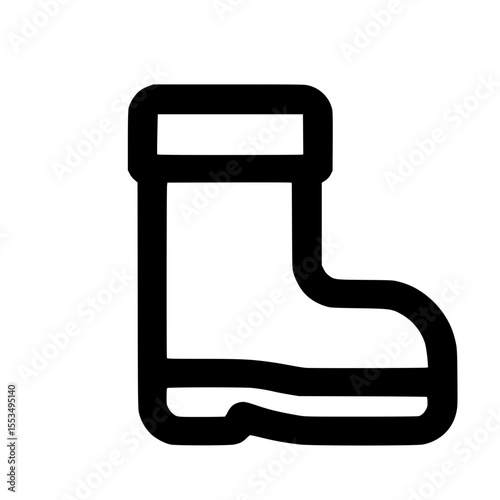 Simple Outline Thick Line Boot Footwear Illustration Icon