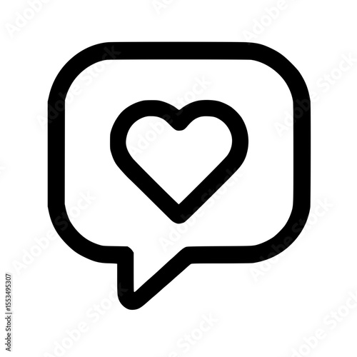 Simple Line Style Heart in Chat Bubble Notification Icon Symbol