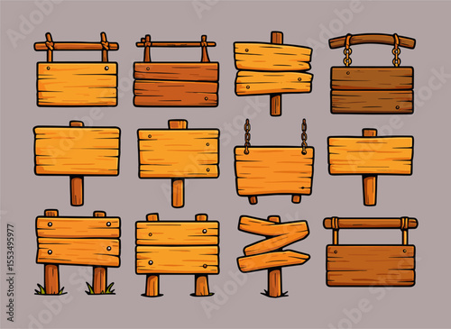 wood signage vector illustrations wooden sign