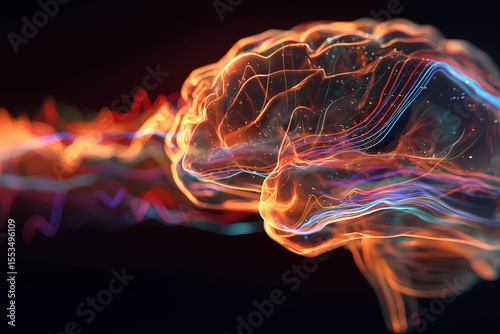 Ultra-detailed 3D Abstract Comic Brain Chemistry and Neurotransmitter Data Flow

