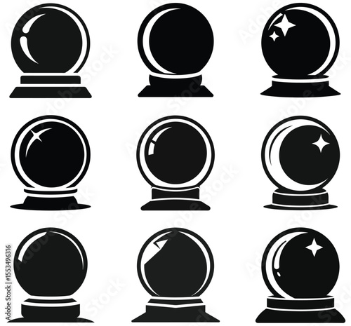Collection of Black and White Crystal Ball Icons
