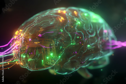 Ultra-detailed 3D Abstract Comic Brain Chemistry and Neurotransmitter Data Flow
