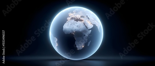 Wallpaper Mural Glowing Earth with illuminated continents at night Torontodigital.ca