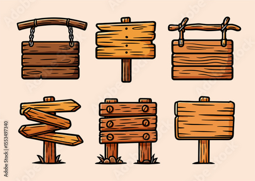 wood sign vector wooden signage illustrations 