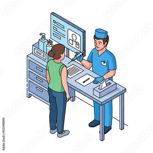 Doctor consulting young patient with health chart.