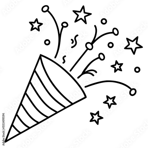Confetti Blast Minimalist Line Art Vector