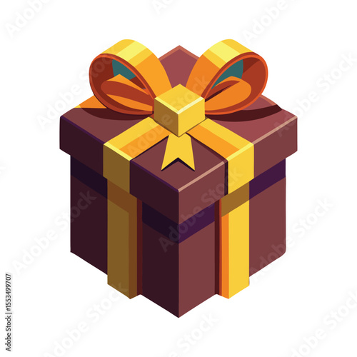 A festive red gift box with a golden ribbon and bow, perfect for Christmas or birthday celebrations, isolated on white