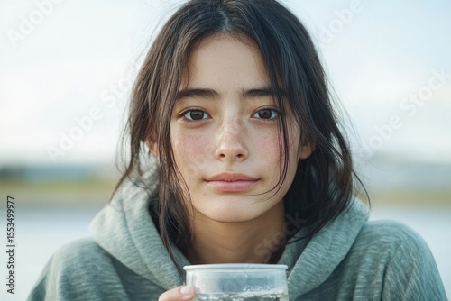 Person drinking water to recover from dehydration after party