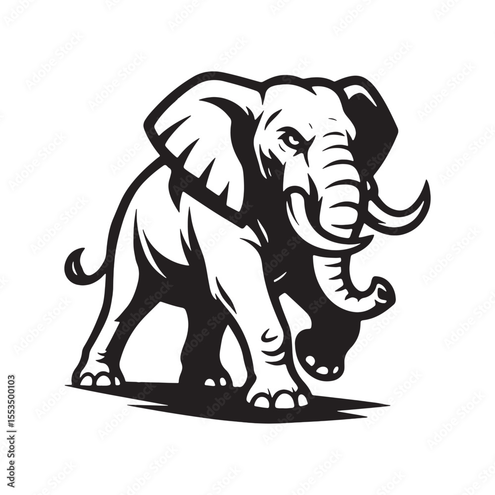 Obraz premium Bold elephant mascot artwork with dynamic pose and clean lines