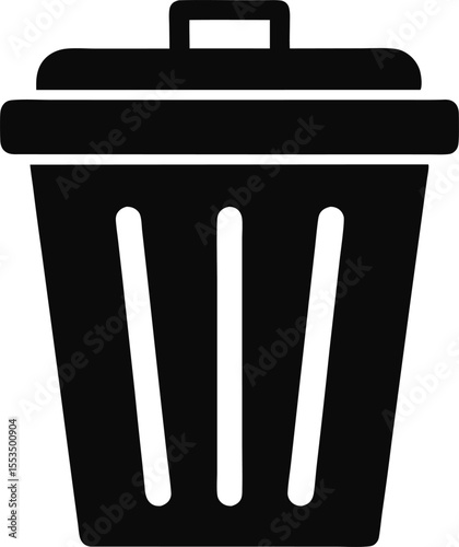 Delete Trash Bin Silhouette Vector Illustration 