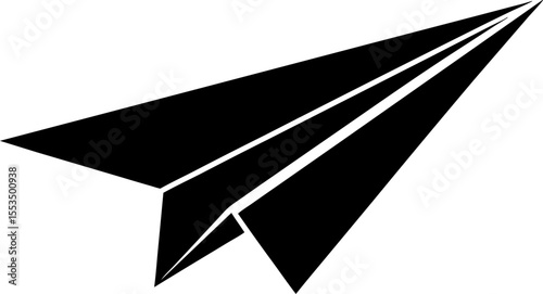 Direct Message Paper Plane Silhouette Vector Illustration