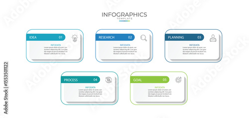 Business infographic template. 5 Step timeline journey. Process diagram, 5 options, Infographic elements vector illustration.