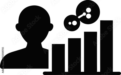 Social Analytics Bar Chart Silhouette Vector Illustration