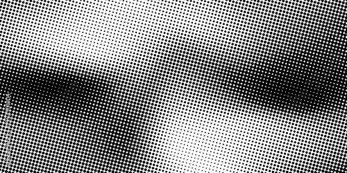 Aged halftone noise gradient texture. Grunge dirty speckles and spots background. White and black faded sand grain wallpaper. Retro pixelated comic horizontal backdrop vector