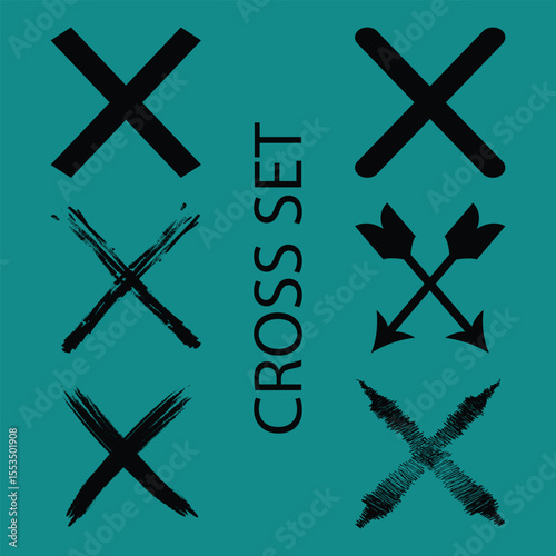 X Mark Cross Set Vector Icon Bundle - Hand Drawn, Grunge & Modern Cancel Symbols